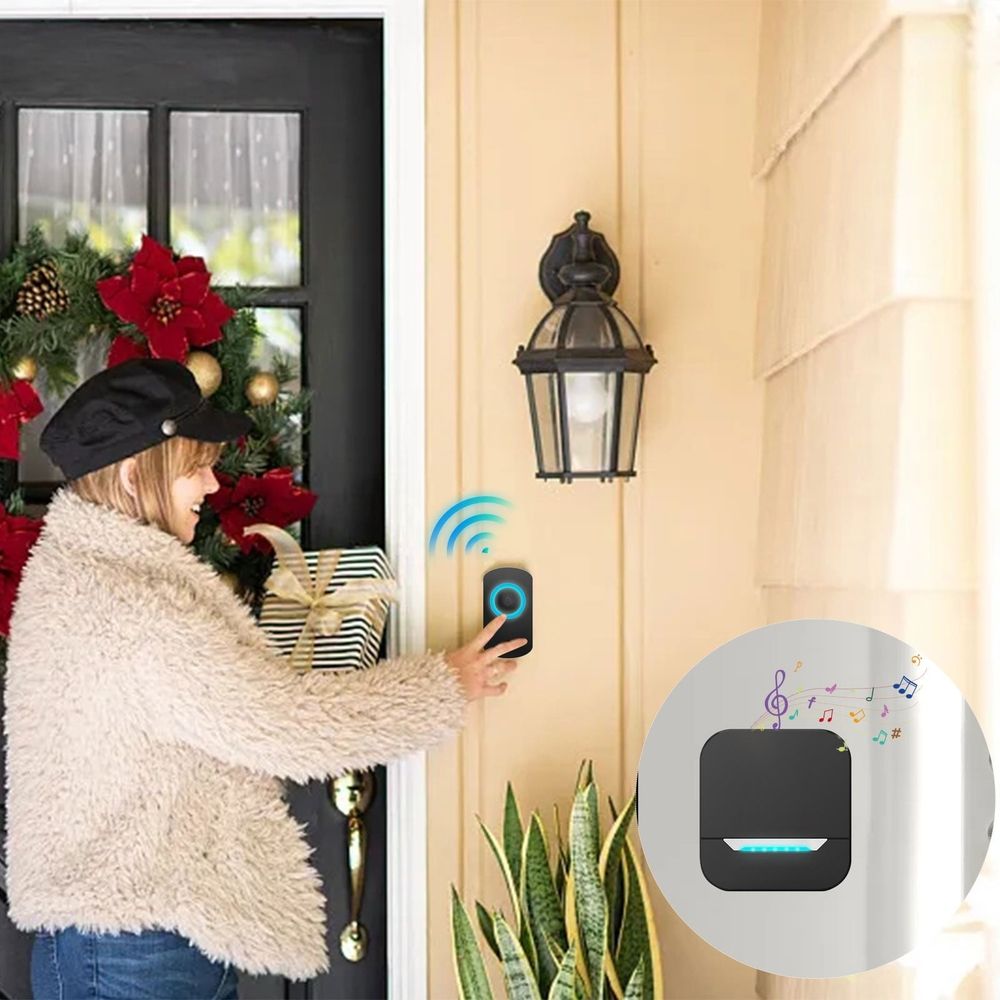 Wireless Doorbell Extender with Receiver Connects to Existing Hardwired Doorbell into Wireless Door Bell for The Elderly