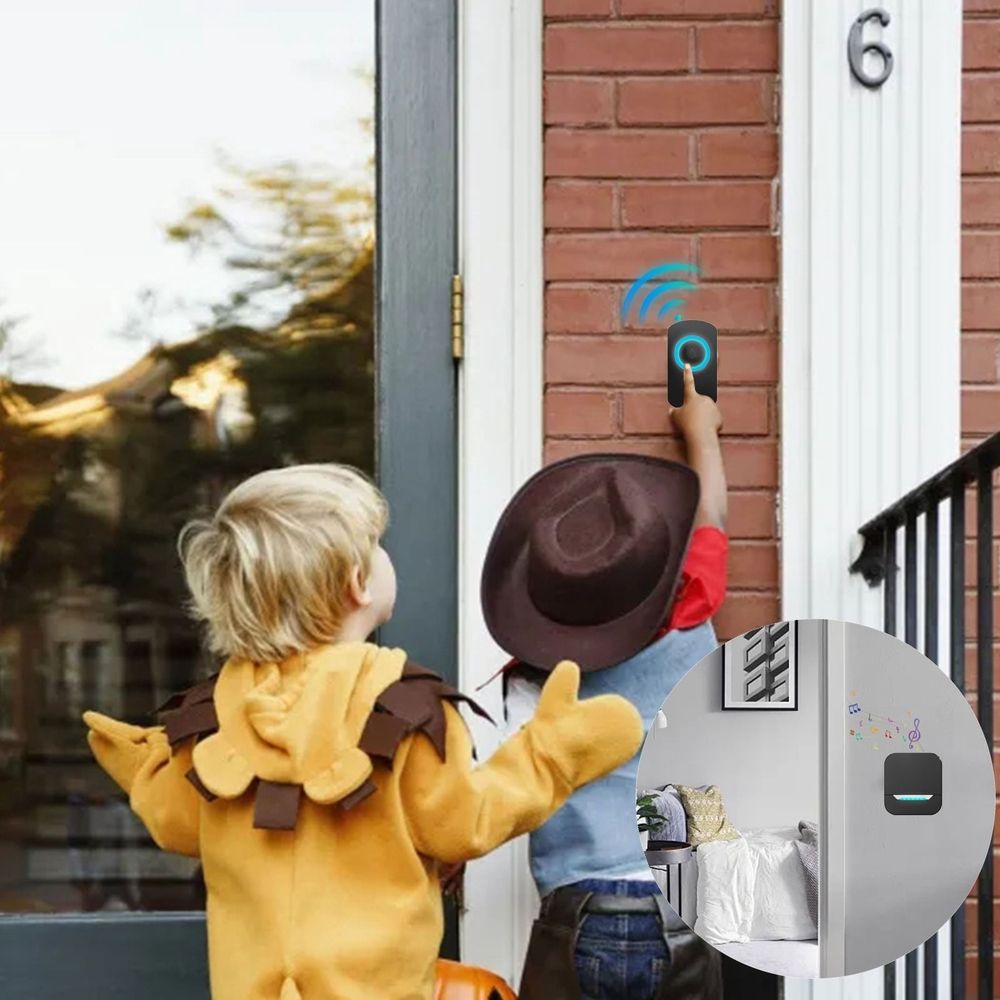 Wireless Doorbell Extender with Receiver Connects to Existing Hardwired Doorbell into Wireless Door Bell for The Elderly