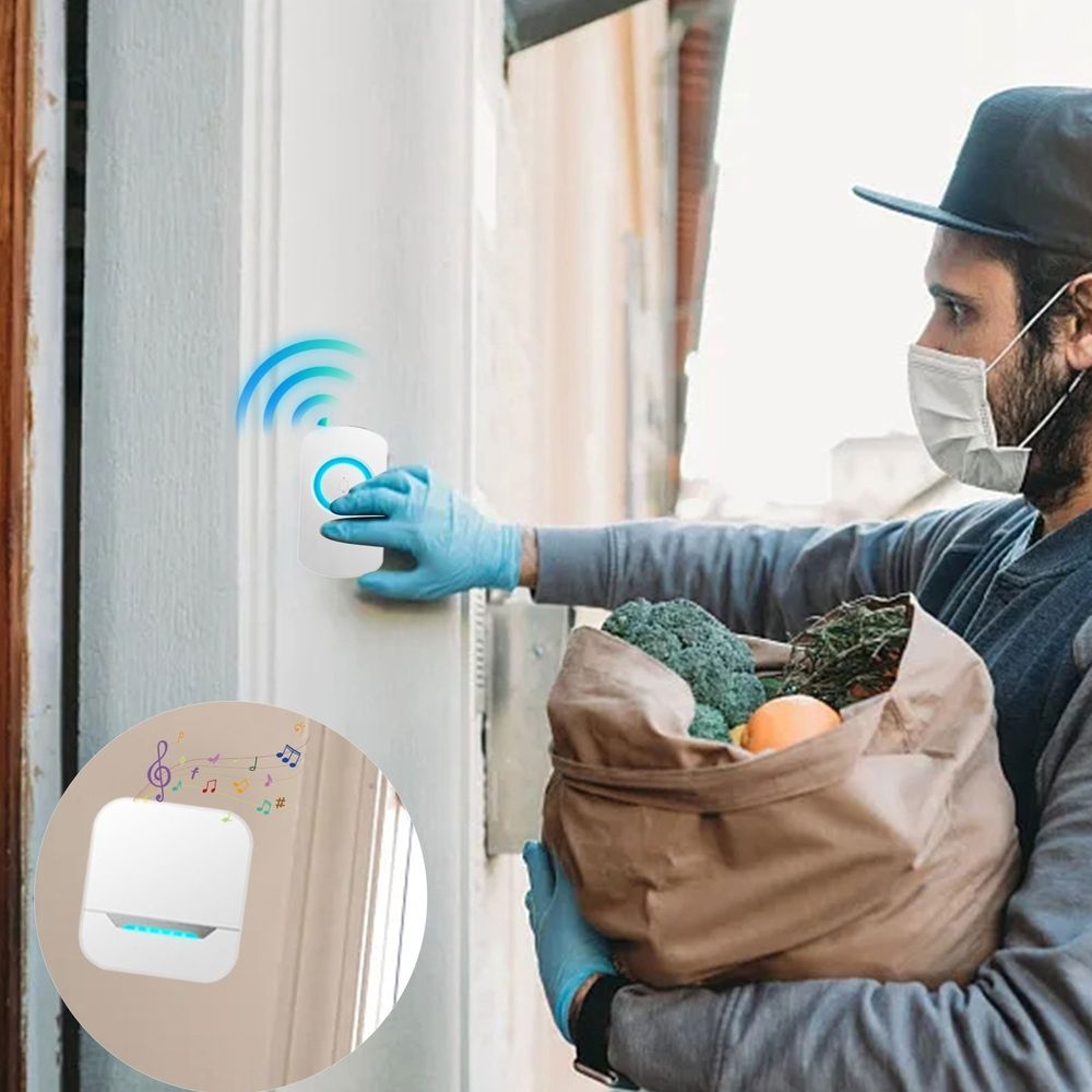 Wireless Doorbell Extender with Receiver Connects to Existing Hardwired Doorbell into Wireless Door Bell for The Elderly