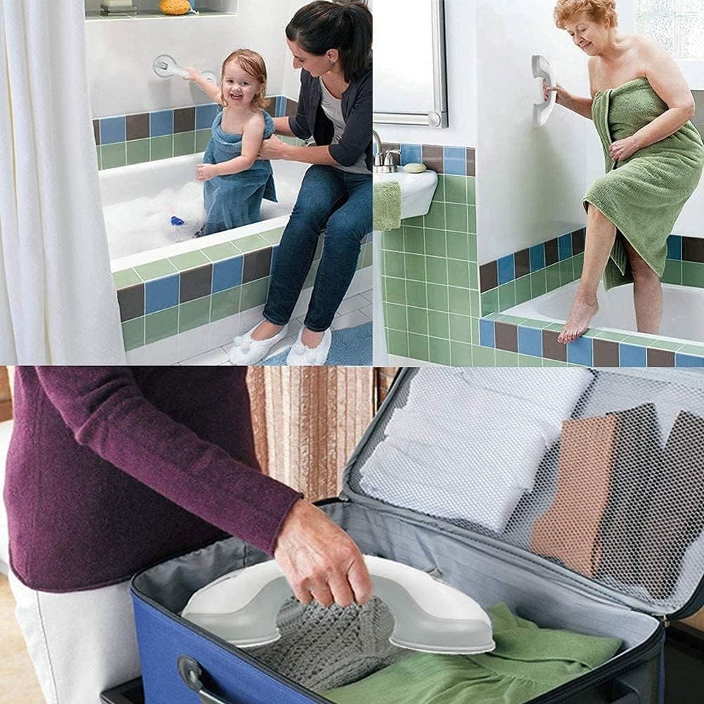 Shower Handles - 12’’ Shower Safety Bars Suction for Elderly/Seniors Handicap Bath Handles for Tub for Bathroom Walls Gray (2-Pack)