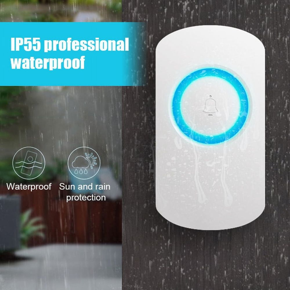 Wireless Doorbell Chime Waterproof Door Bell Kit 32 Melodies 4 Levels Adjustable Volume 1 Push Button and 1 Receiver New
