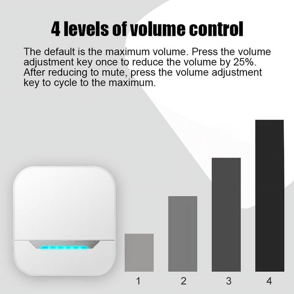 Wireless Doorbell Chime Waterproof Door Bell Kit 32 Melodies 4 Levels Adjustable Volume 1 Push Button and 1 Receiver New