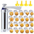 Cookie Press, Cookie Press Gun Aluminum Alloy with 4 Piping Tips and 20 Cookie Discs, Cookie Maker Machine, Cookie Press Baking