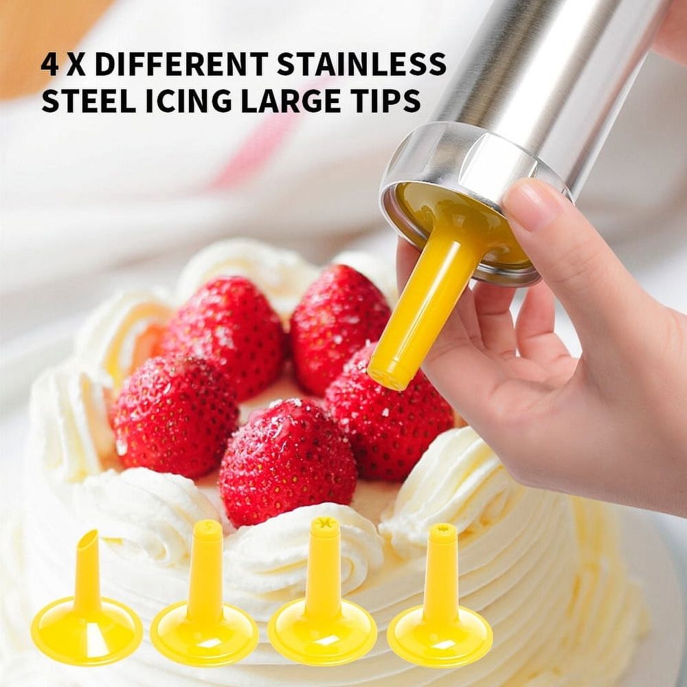 Cookie Press, Cookie Press Gun Aluminum Alloy with 4 Piping Tips and 20 Cookie Discs, Cookie Maker Machine, Cookie Press Baking