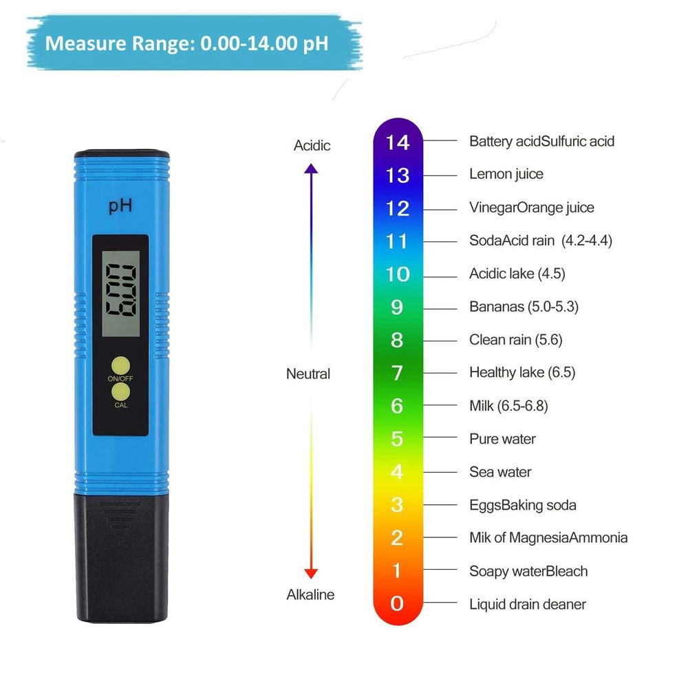 Digital PH Meter, PH Meter 0.01 PH High Accuracy Water Quality Tester with 0-14 PH Measurement Range for Household Drinking, Pool and Aquarium Water PH Tester Design with ATC
