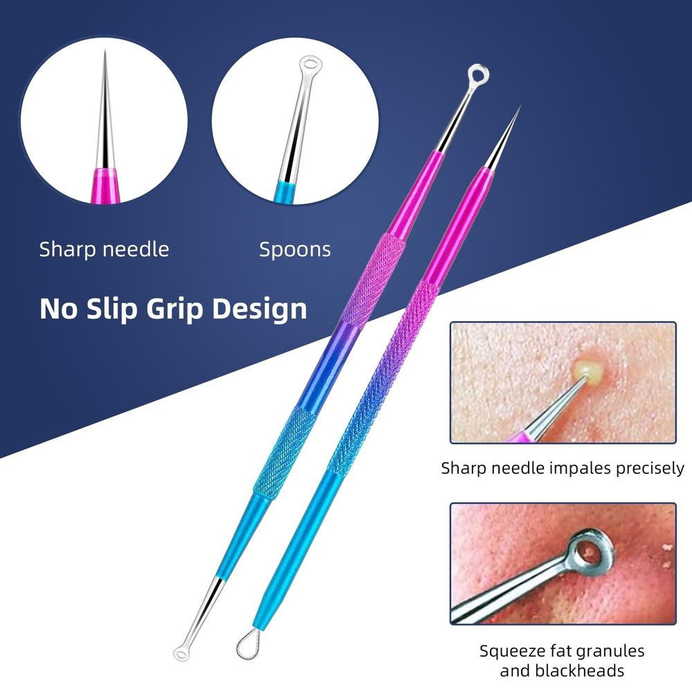 Blackhead Remover Extractor Tool,10 Pcs Professional Pimple Popper Tool Kit with Metal Case for Quick and Easy Removal of Blackheads,Pimples,Zit Removing,Facial and Nose(Colorful)