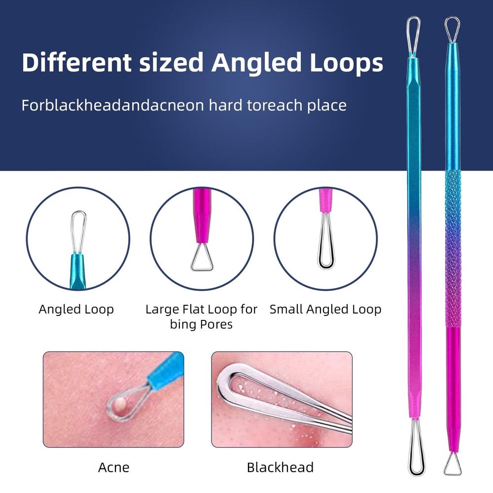 Blackhead Remover Extractor Tool,10 Pcs Professional Pimple Popper Tool Kit with Metal Case for Quick and Easy Removal of Blackheads,Pimples,Zit Removing,Facial and Nose(Colorful)