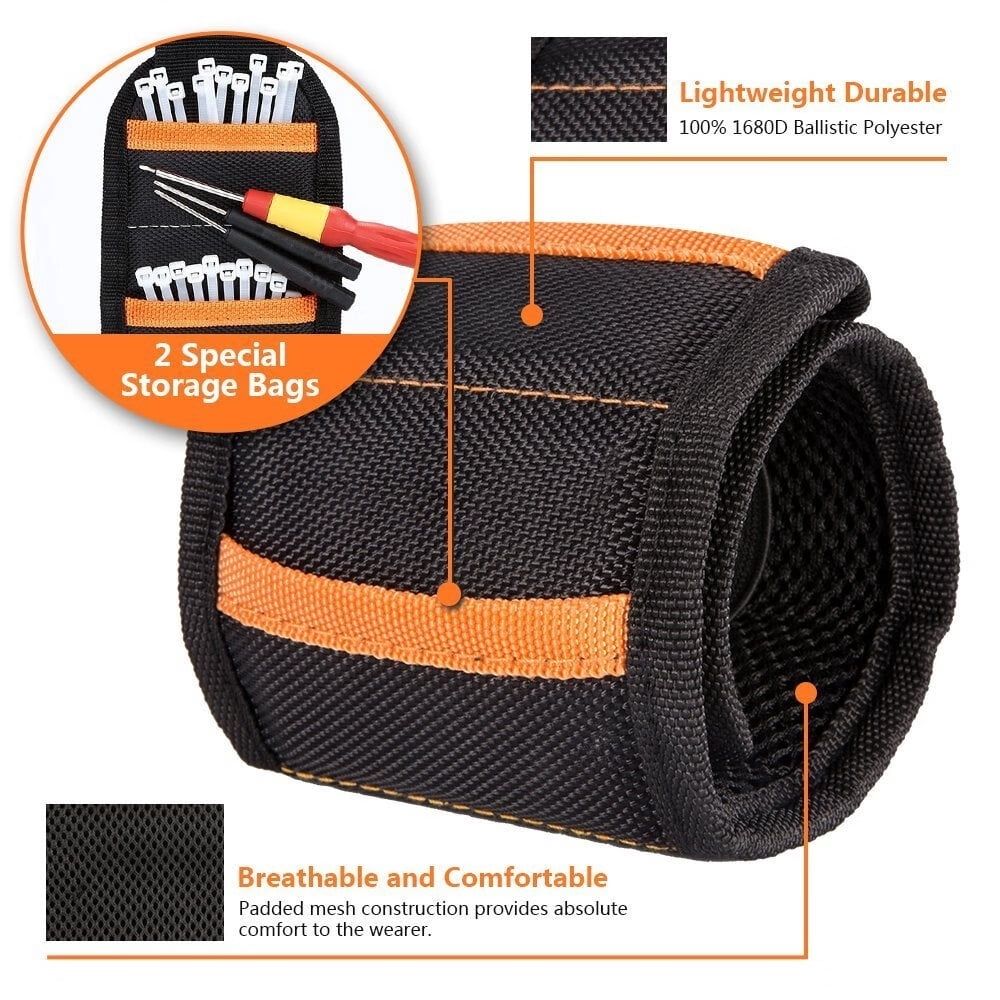 Magnetic Wristband with 15 Strong Magnetic Screw Holder Wrist,Nails,Drill Bits,Bolts,Tools - Best Unique Gift for Men,DIY Handyman,Father/Dad,Husband,Boyfriend,Him,Women