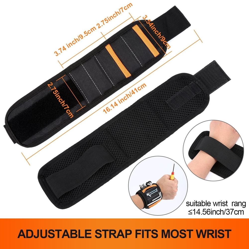 Magnetic Wristband with 15 Strong Magnetic Screw Holder Wrist,Nails,Drill Bits,Bolts,Tools - Best Unique Gift for Men,DIY Handyman,Father/Dad,Husband,Boyfriend,Him,Women