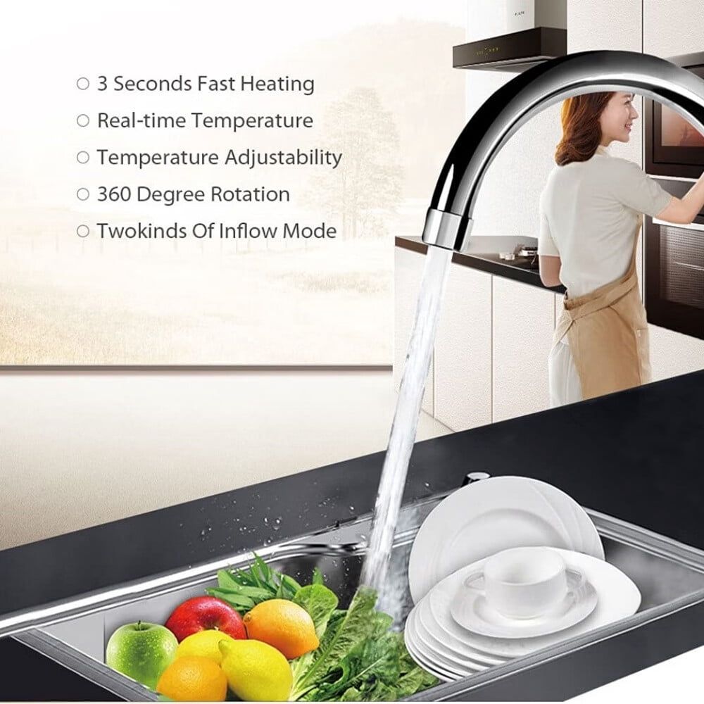 110V Hot Water Heater ElectricKitchen Bathroom Fast Heating Tap Water Faucet with LED Digital Display