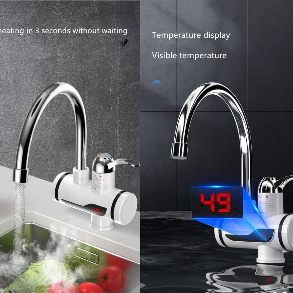 110V Hot Water Heater ElectricKitchen Bathroom Fast Heating Tap Water Faucet with LED Digital Display