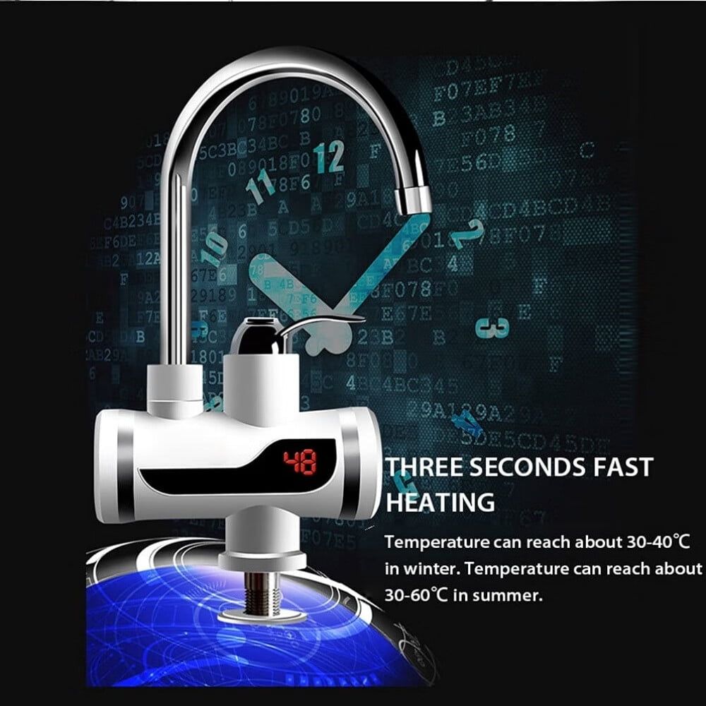 110V Hot Water Heater ElectricKitchen Bathroom Fast Heating Tap Water Faucet with LED Digital Display