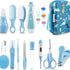 Healthcare and Grooming Kit,  Nursery Health Care Set, Electric Safety Nail Trimmer Newborn Essentials Kit for Infant Toddlers Kids (19 in 1, Blue)