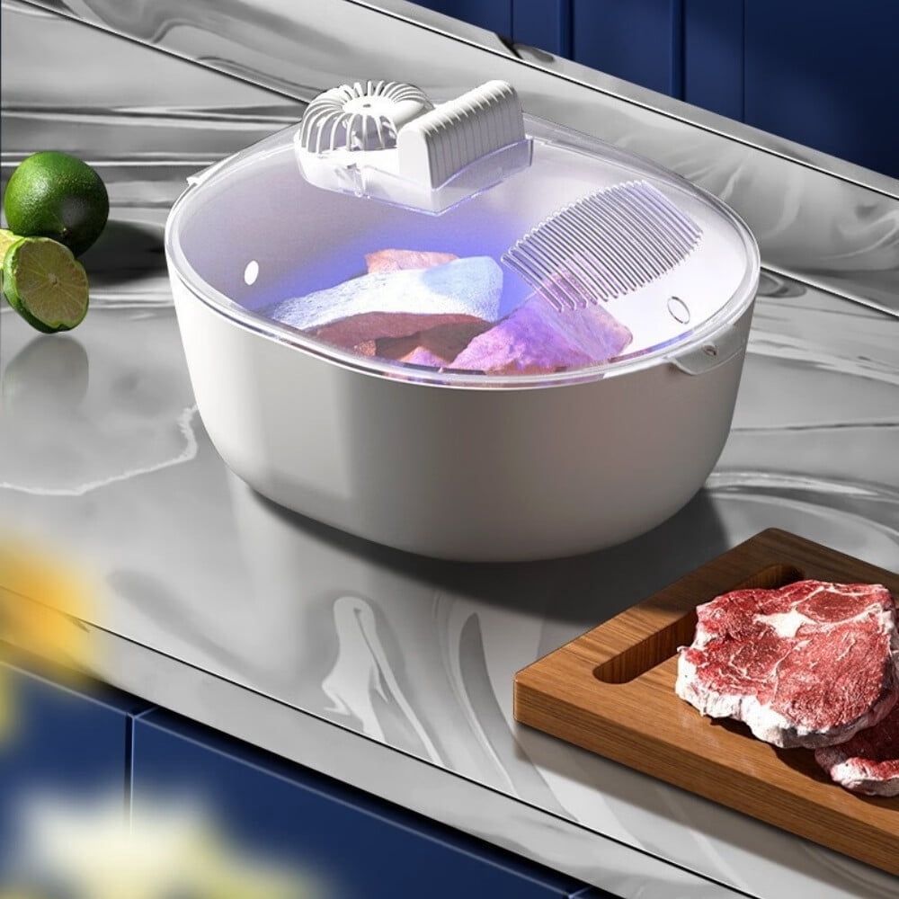 Meat Defrosting Machine,Defrosting Quick Defrost Tray with Blue Light,Kitchen Accessories,Sealed Food Preservation and Defrosting Machine for Home Kitchen