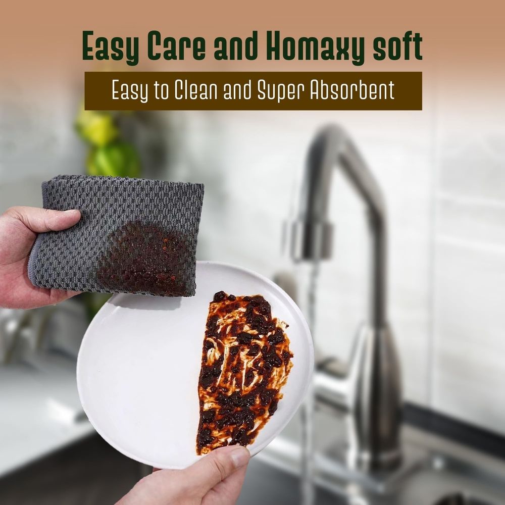8 Pack Ultra Soft Absorbent Kitchen Dish Cloths,10x10,Quick Drying Towels for Household Cleaning