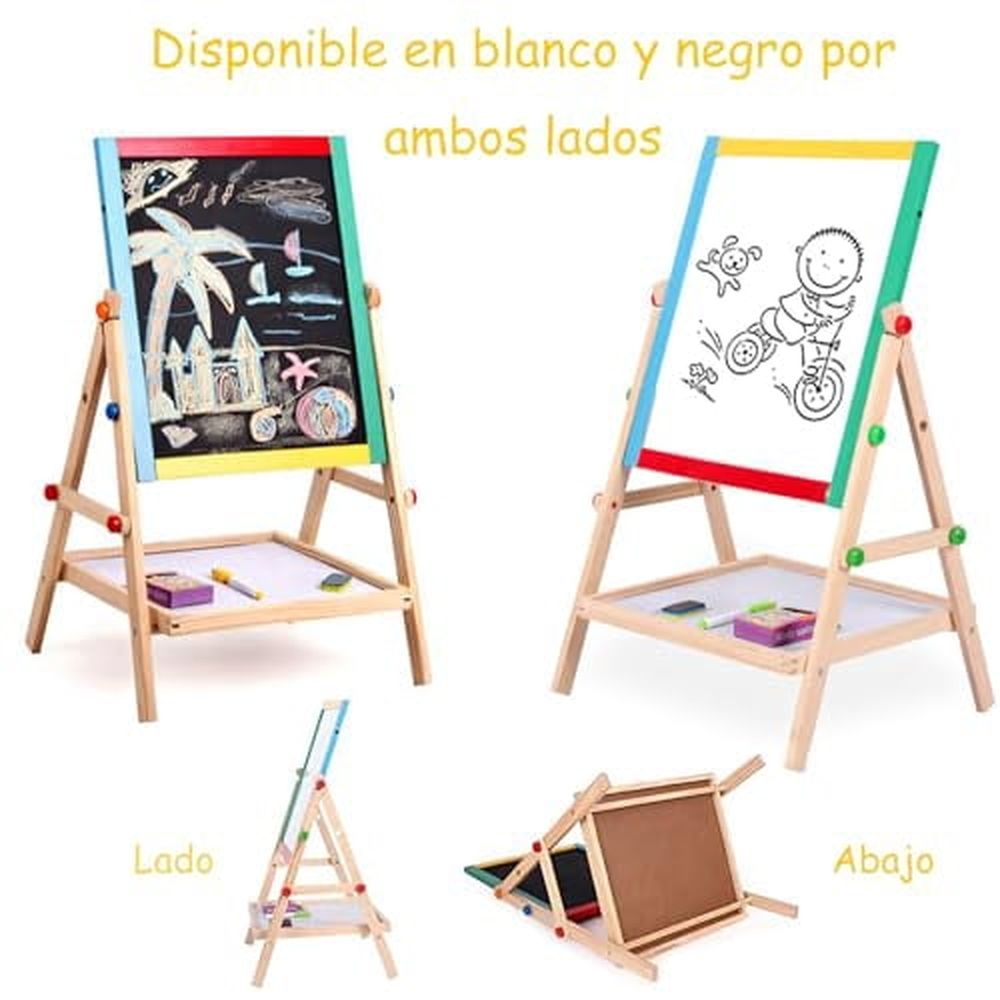 Easels for Painting Kids,Chalkboards for Kids Easel,Magnetic Whiteboards and Dry Erase Chalkboards,Adjustable Easel,with Storage Rack and Accessories,Best Gift Kids