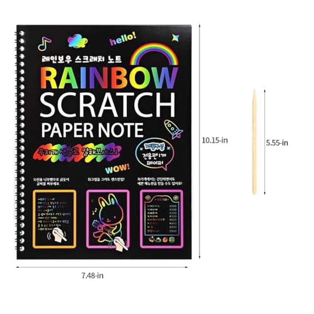 Scratch Art Books for Kids,Scratch Art Paper Rainbow Magic Scratch Art Note Books for Children,Colored Scratch Art Notebooks with Wooden Pen Children's Day Best Gifts
