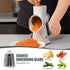 Rotary Cheese Grater Shredder with Handle Handheld Round Vegetable Slicer Carrot Shredder Nut Grinder with 3 Replaceable Stainless Steel Drum Blades and Upgrade Strong Suction, White/Cyan