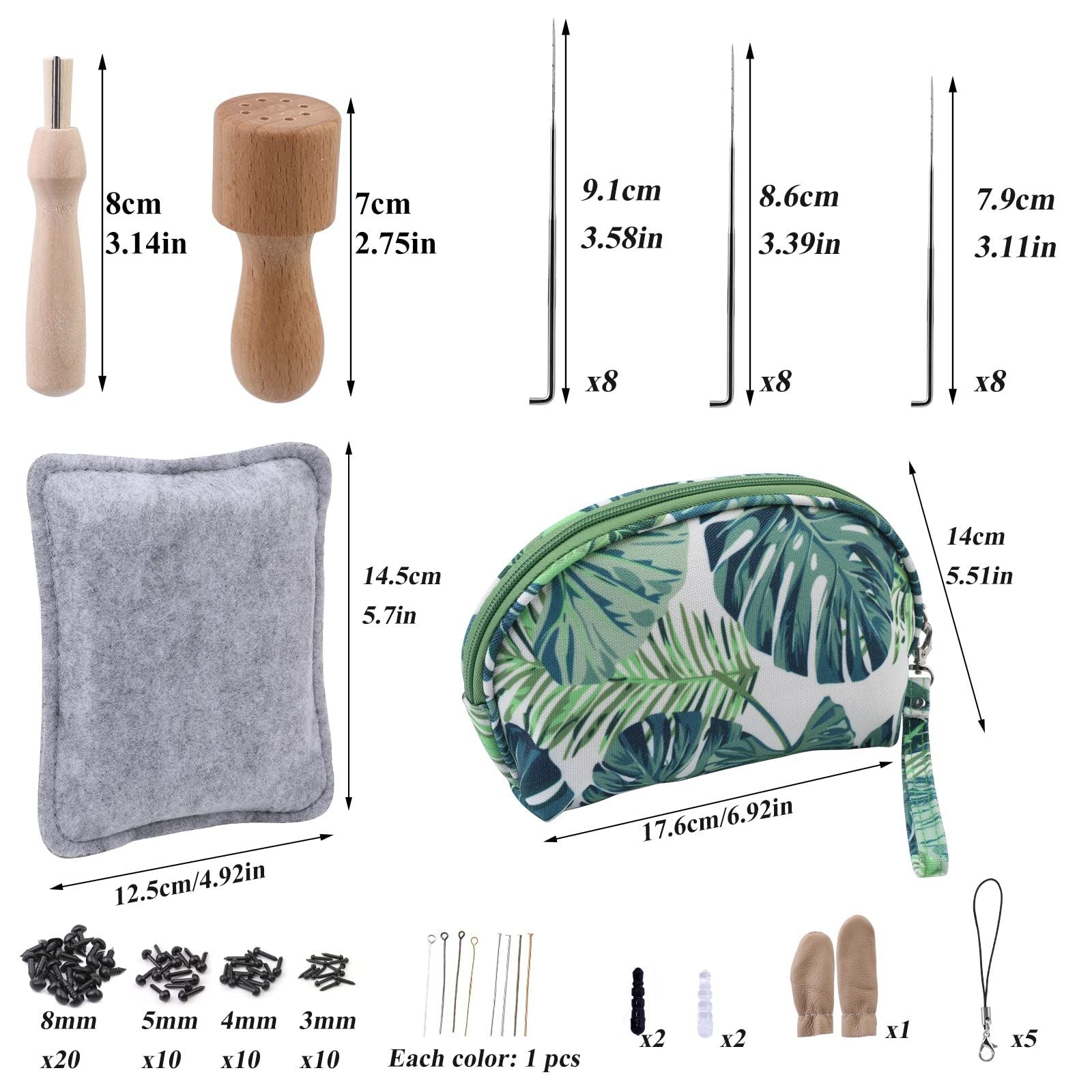 Needle Felting Kit, Needle Felting Starter Kit with Exquisite Green Storage Bag, Wool Roving 18 Colors Set, Needle Felting Tools Kit, Wool Felt Tools for Felted Animal Needle Felting Supplies