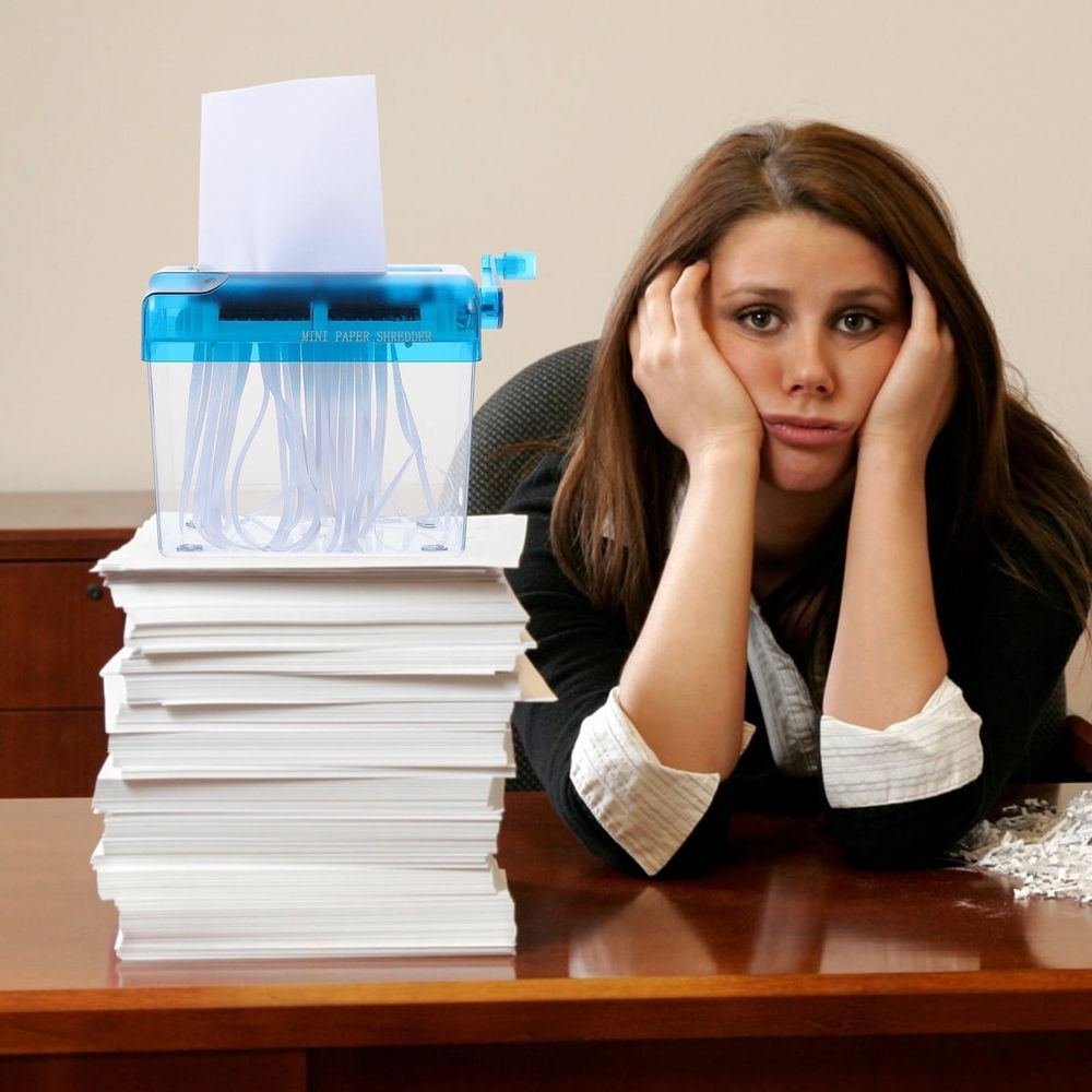 Manual Hand Crank Shredder for Home and Office Use, Desktop Compact Design