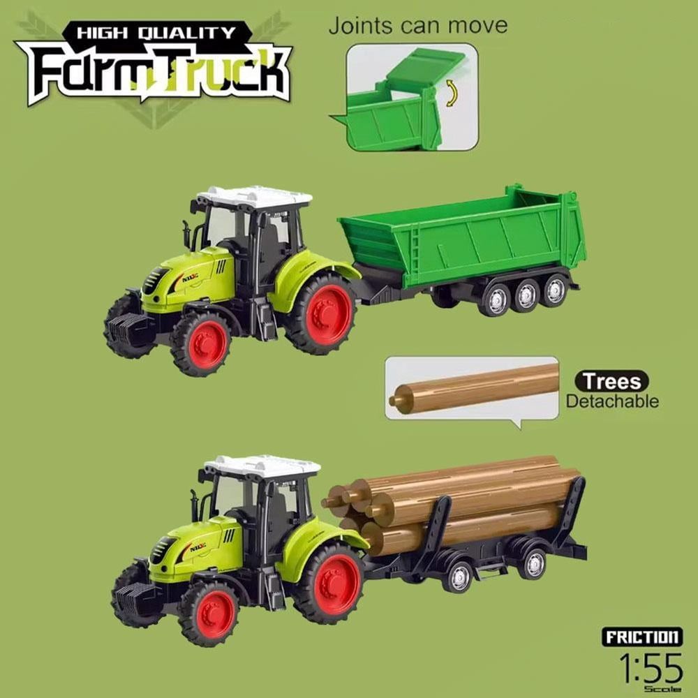 Kids Tractor Toy with  Wagon Set,Tractor Toys for Kids,Farm and Construction Toys,Push-and-Slide Inertia,Christmas Birthday Gifts for Boys Girls