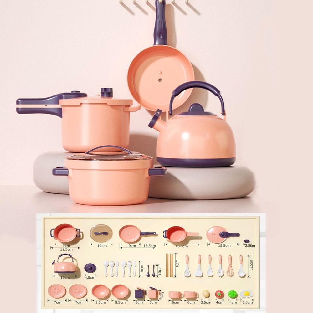 38Pcs Kids Kitchen Toy Accessories, Toddler Pretend BBQ Camping Cooking Playset, Play Pots, Pans, Utensils Cookware Toys, Play Food Set, Learning Gift for Girls Boys