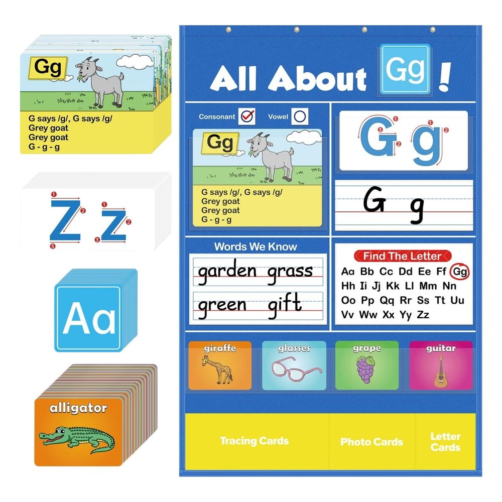 Alphabet Learning Pocket Chart,182 - Card Alphabet Learning Pocket Chart: A New Way of Letter Practice