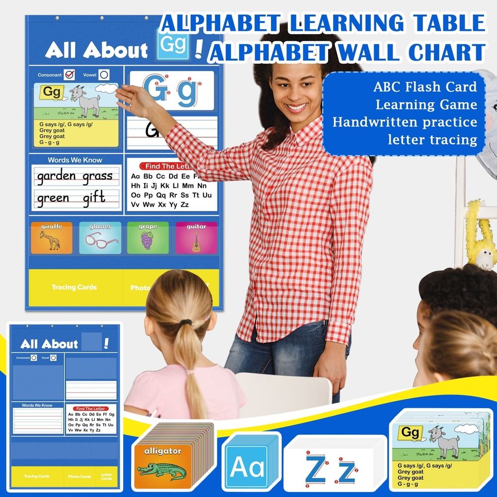 Alphabet Learning Pocket Chart,182 - Card Alphabet Learning Pocket Chart: A New Way of Letter Practice