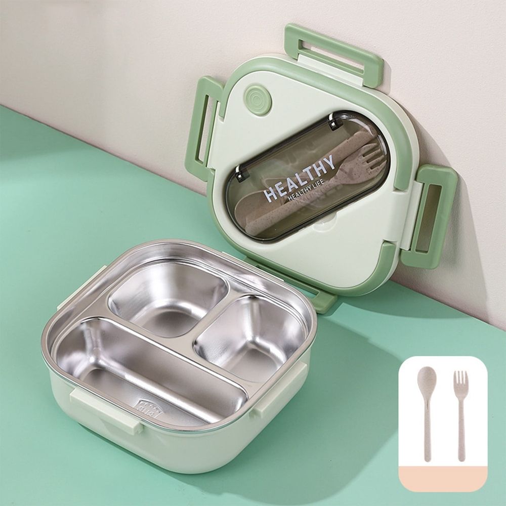 Stainless Steel Bento Lunch Box, Bento Box Leak Proof Between 3 Compartment Containers 304 Stainless Steel Bento Box for Sch-ool and Office, Microwave Safe