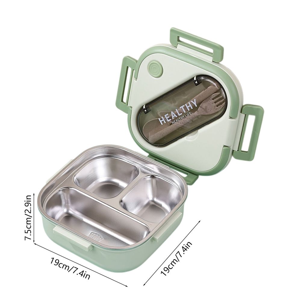 Stainless Steel Bento Lunch Box, Bento Box Leak Proof Between 3 Compartment Containers 304 Stainless Steel Bento Box for Sch-ool and Office, Microwave Safe