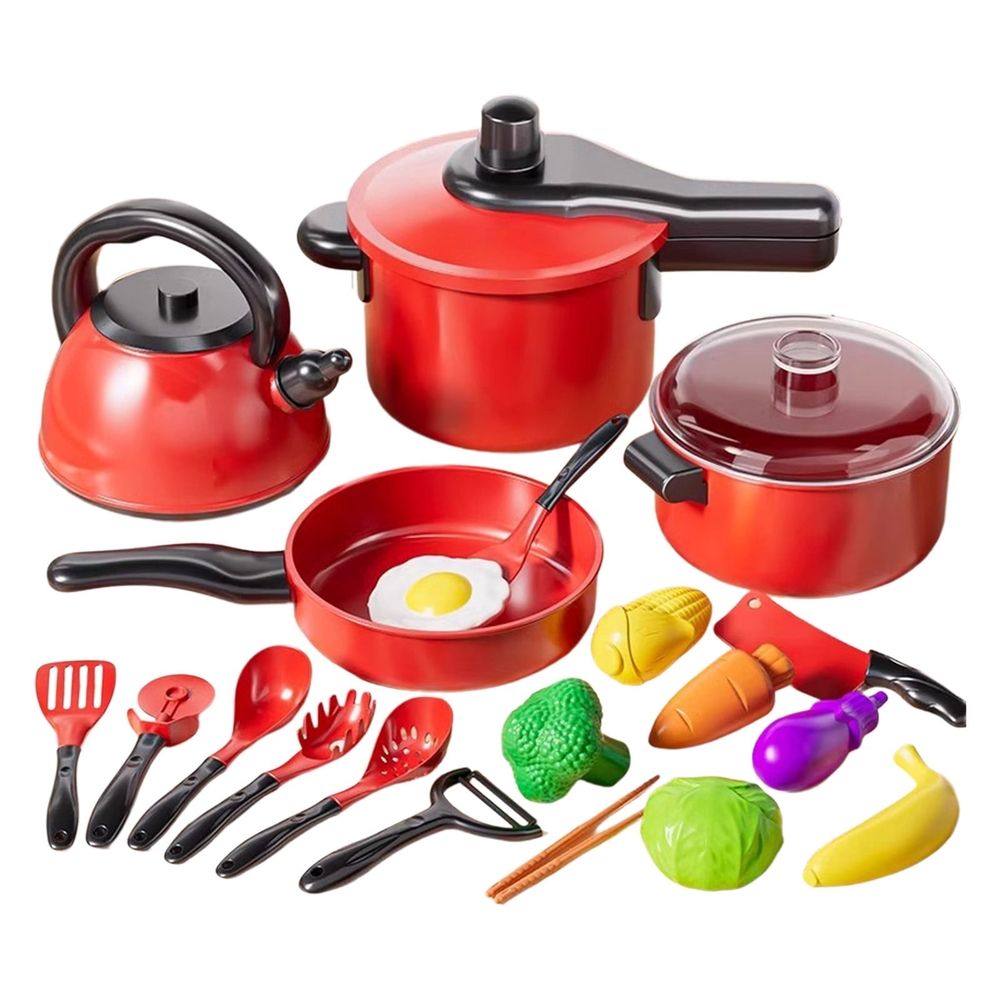 Play Kitchen Set with Pretend Cutting Toy Realistic Dishes Utensils Cookware for Toddlers Children Educational Toy