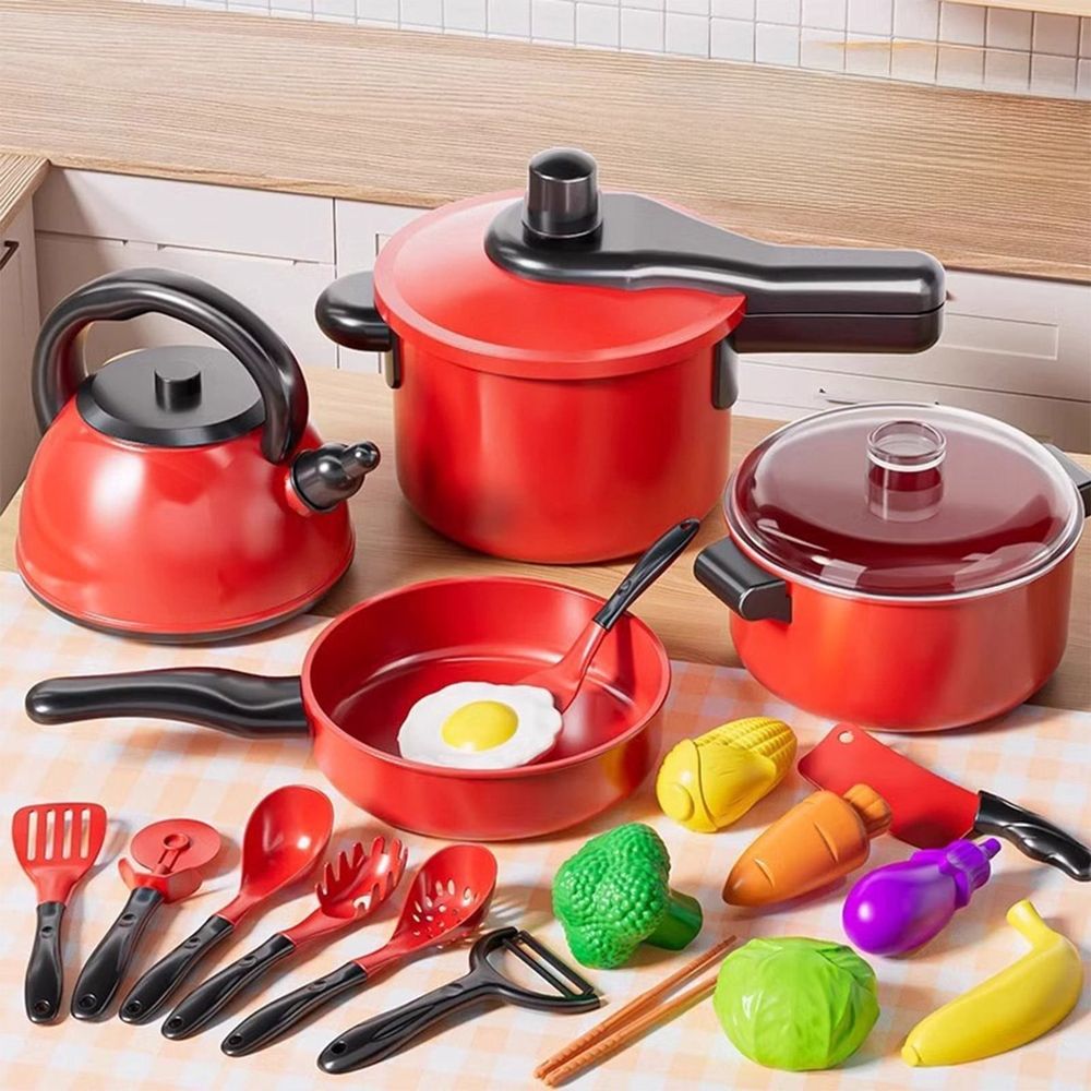 Play Kitchen Set with Pretend Cutting Toy Realistic Dishes Utensils Cookware for Toddlers Children Educational Toy