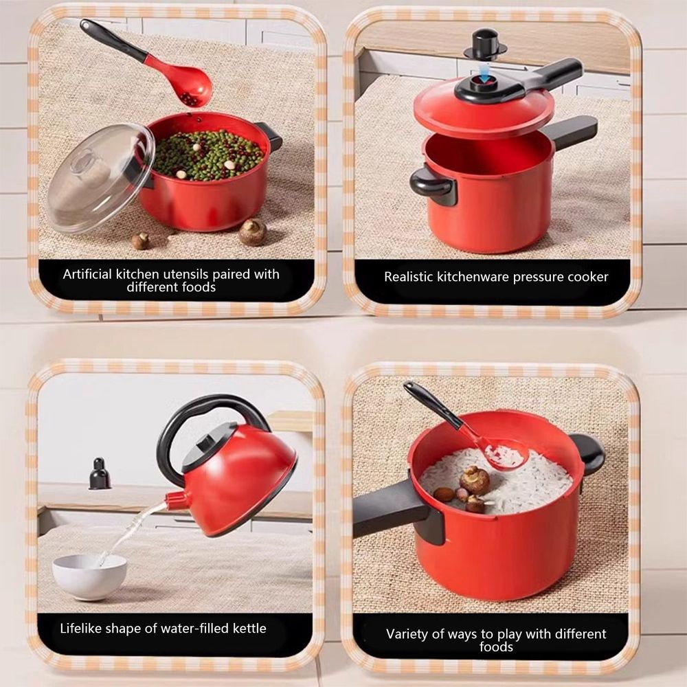 Play Kitchen Set with Pretend Cutting Toy Realistic Dishes Utensils Cookware for Toddlers Children Educational Toy