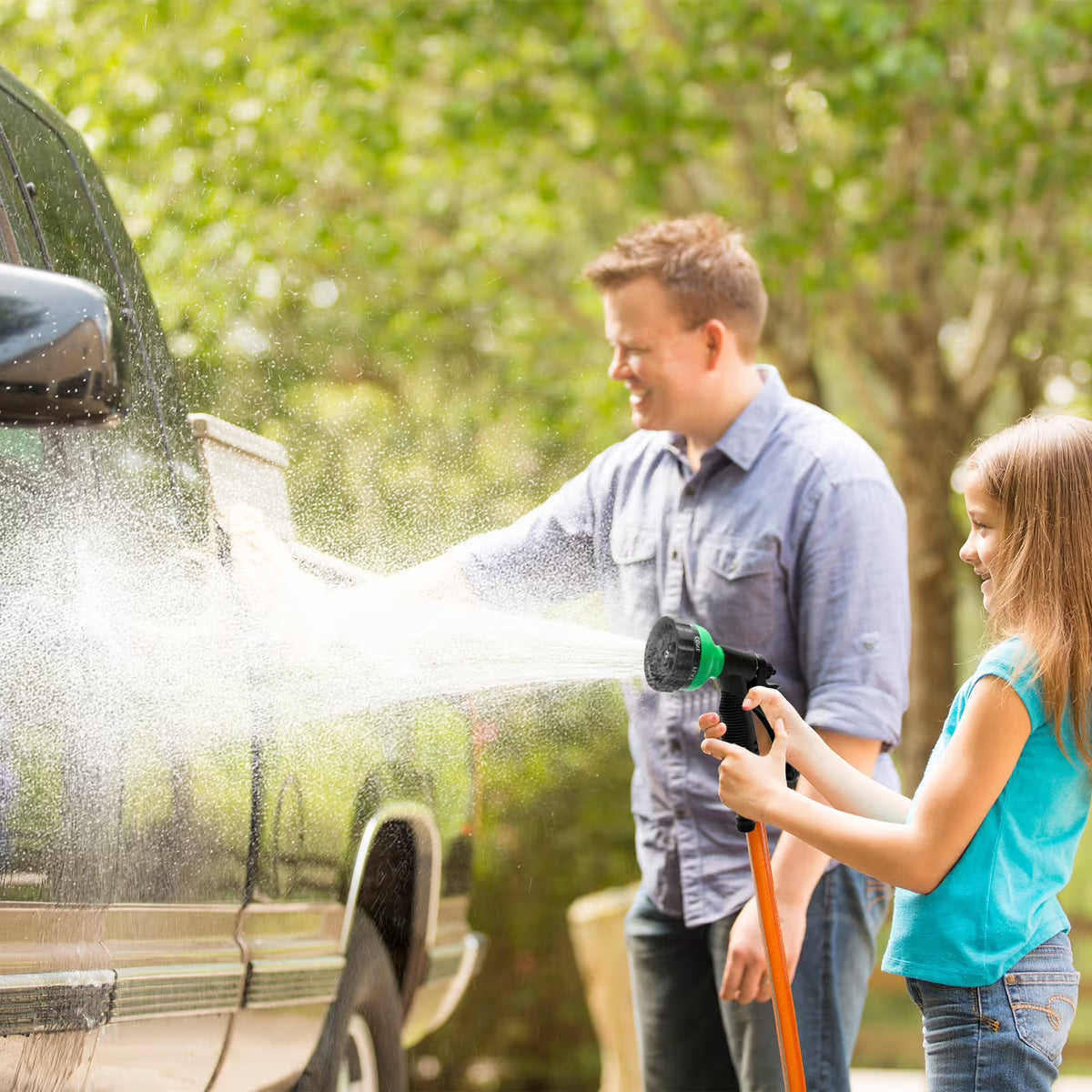 Garden Hose Nozzle Heavy Duty,  Metal Water Hose Sprayer with 5 Spray Patterns, High Pressure Spray Nozzle Thumb Control On Off Valve for Lawn & Plant Watering, Car & Pet Washing