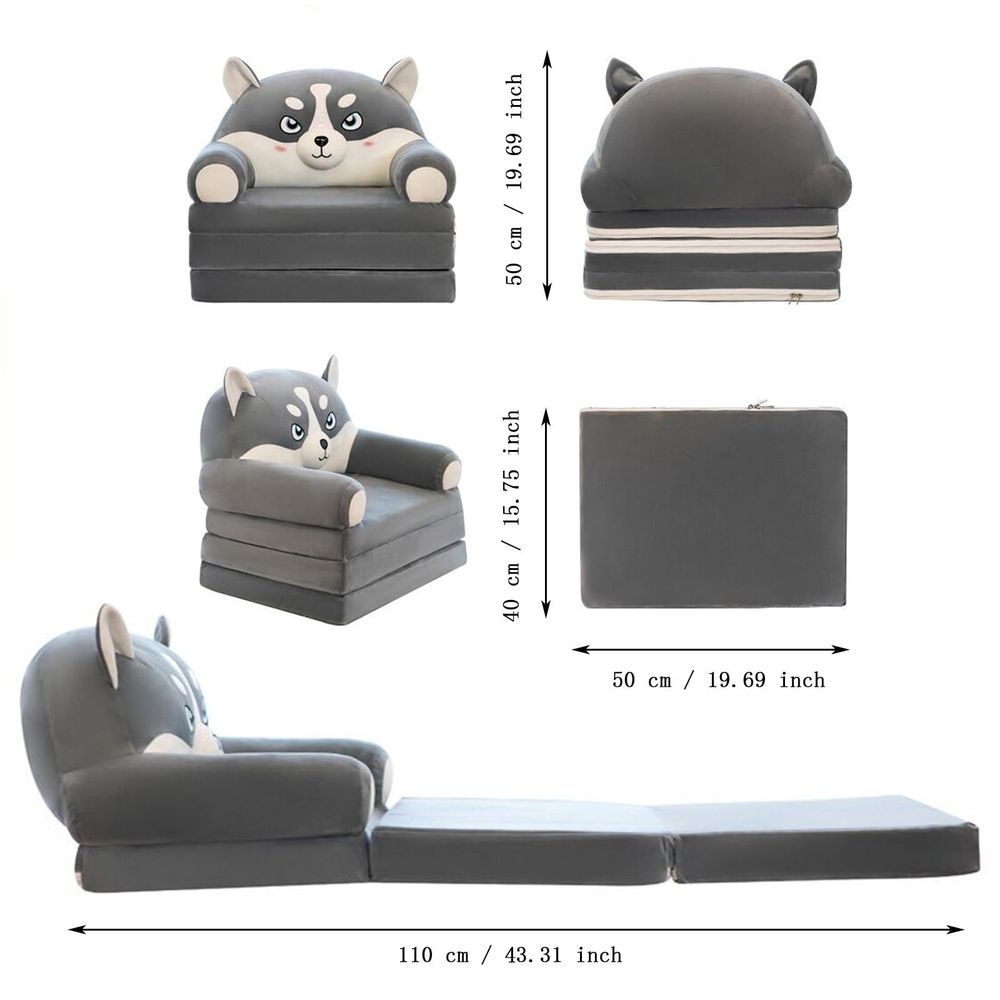 Foldable Kids Sofa Backrest Armchair 2 In 1 Foldable Children Sofa Cute Cartoon Lazy Sofa Children Flip Open Sofa Bed For Living Room Bedroom Without Liner Filler.