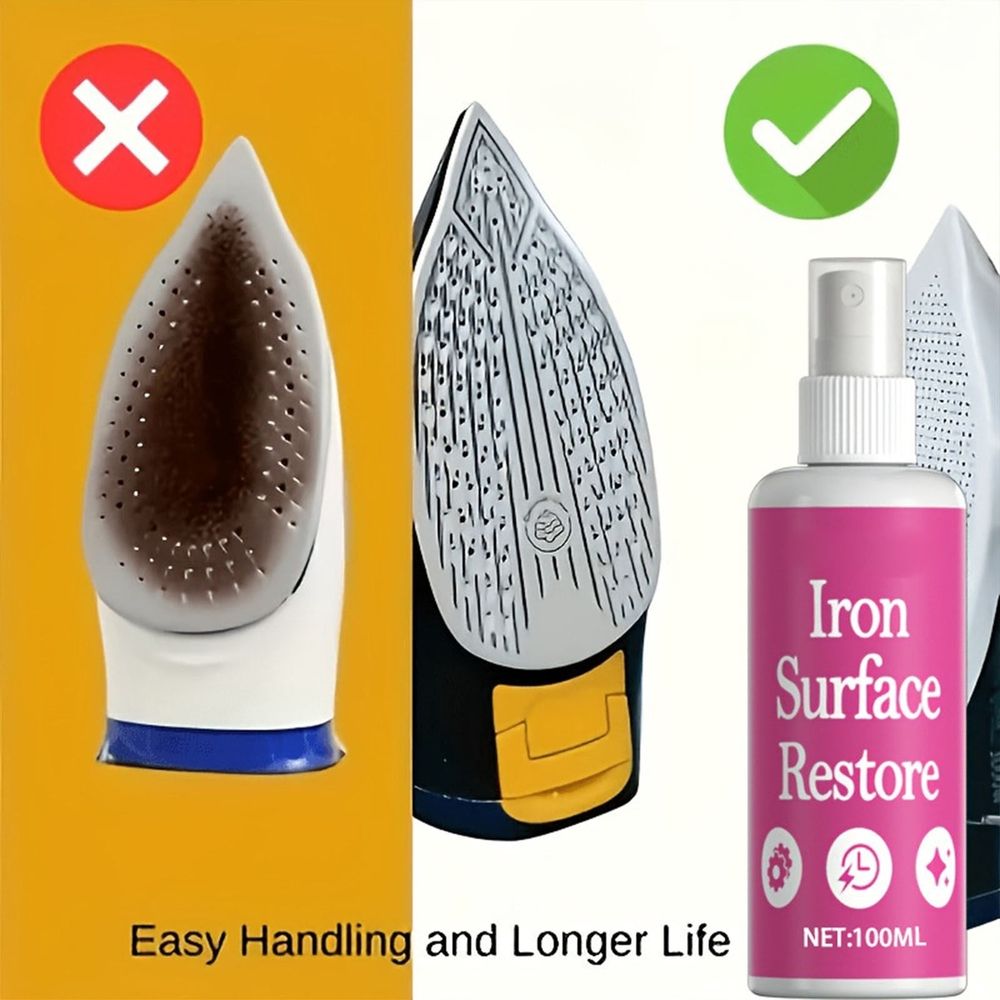 100ml Iron Cleaner Spray Multi-Purpose Iron Soleplate Repair Cleaning Spray Removes Rust Burn Marks Fast Acting No Scratch Iron