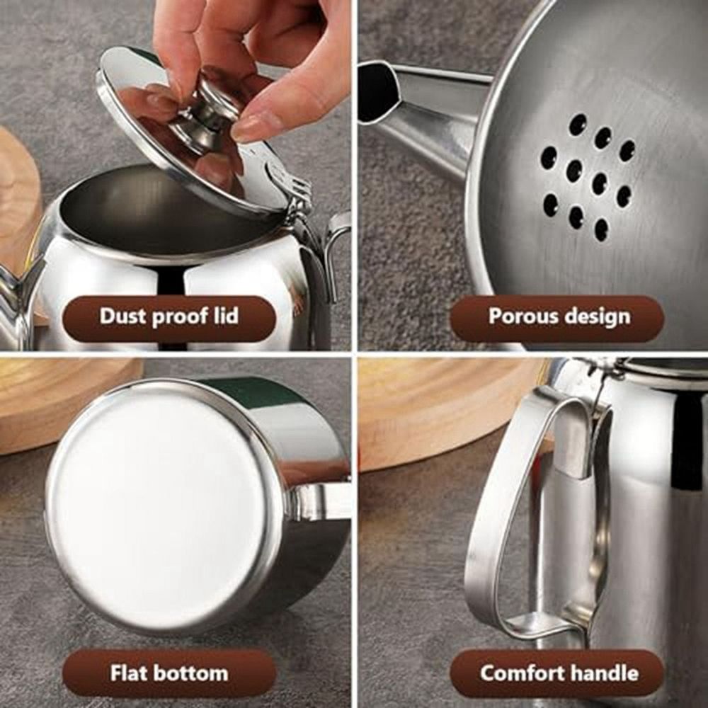 Stainless Steel Teapot 20 Oz Spill-Proof Metal Teapot with Short Straight Spout Cold Water Jug Coffee Kettle Tea Kettle