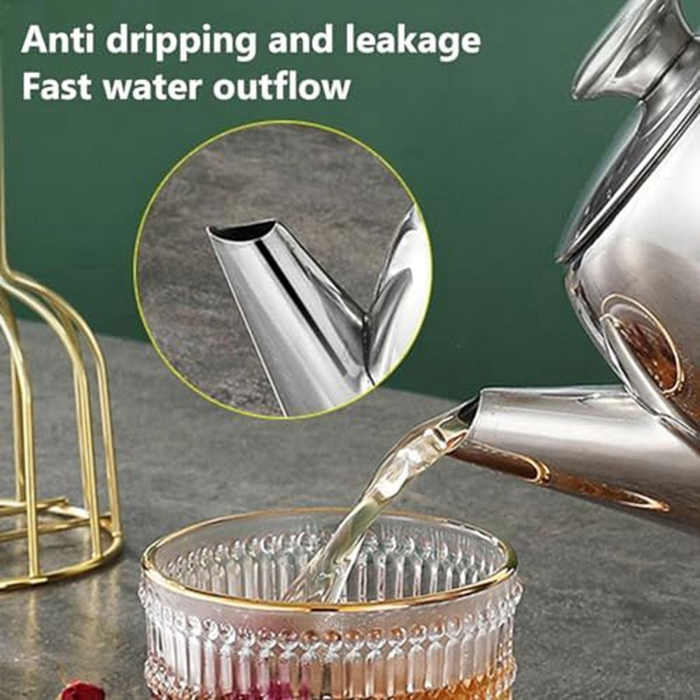 Stainless Steel Teapot 20 Oz Spill-Proof Metal Teapot with Short Straight Spout Cold Water Jug Coffee Kettle Tea Kettle