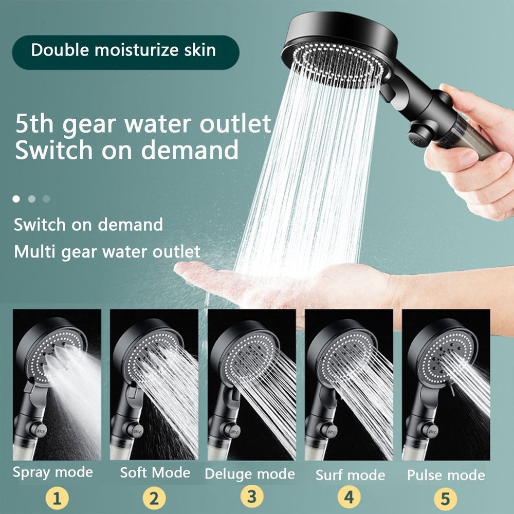 Handheld Shower Head with Filter for Hard Water Remove Impurities and Deposits, 5 Spray Mode Showerhead with Pause Switch