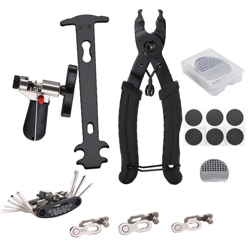 12 in 1 Bike Chain Repair Tool Kit Set, Cycling Bicycle Chain Breaker Splitter Cutter & Wear Indicator Checker & Master Link Pliers Remover & Reusable Missing Connector