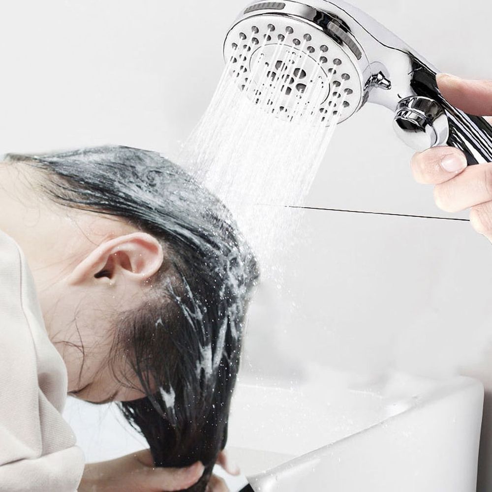 High Pressure Shower Head, Large Panel Handheld Shower Head with 5 Spray Modes Pressurized Powerful Spray Shower Massager Anti-clog Nozzles Rainfall Showerhead Universal Bathroom Accessories