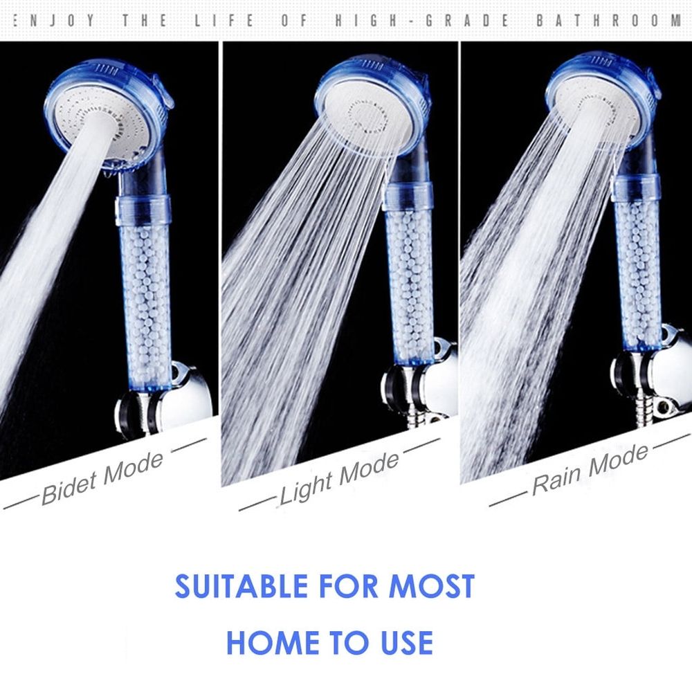 Filtered Shower Head, Translucent High Pressure Handheld Shower Head with 3 Spray Modes Pressurized Shower Massager with Filters Beads Water Softener for Hard Water Universal Bathroom Accessory