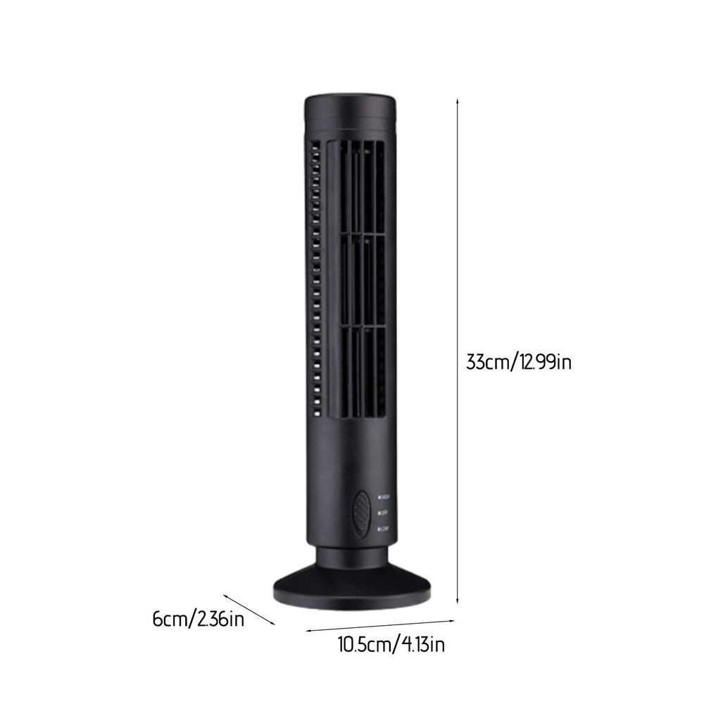 Portable Tower Fan, Small Personal Desk Fan USB Charging Low Noise Bladeless Electric Fan 2 Speed Strong Airflow Cooling Fan Oscillating Standing Table Fan for Office Bedroom Outdoor