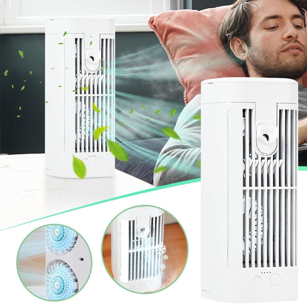 Portable Air Conditioners, Evaporative Air Cooler with Night Light, Personal Small Misting Desk Cooling Fan with Handle, USB Powered 3 Speed Atomizing Refrigeration Fan for Bedroom Office