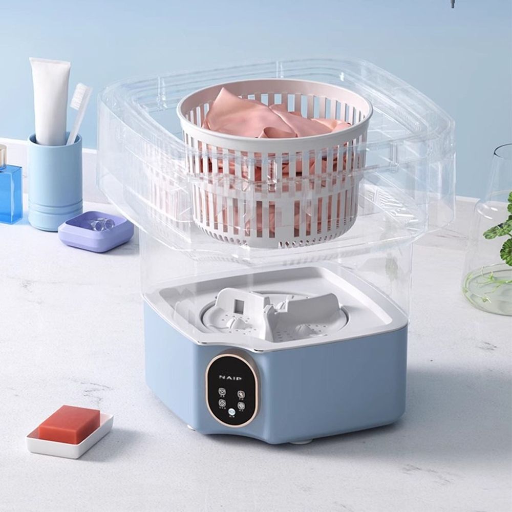 Portable Washing Machine, 18L Large Capacity Laundry Washer with Blue Light, Foldable Automatic Washing Machine with Spin Dryer 4 Modes Deep Cleaning for Underwear, Baby Clothes, Sock