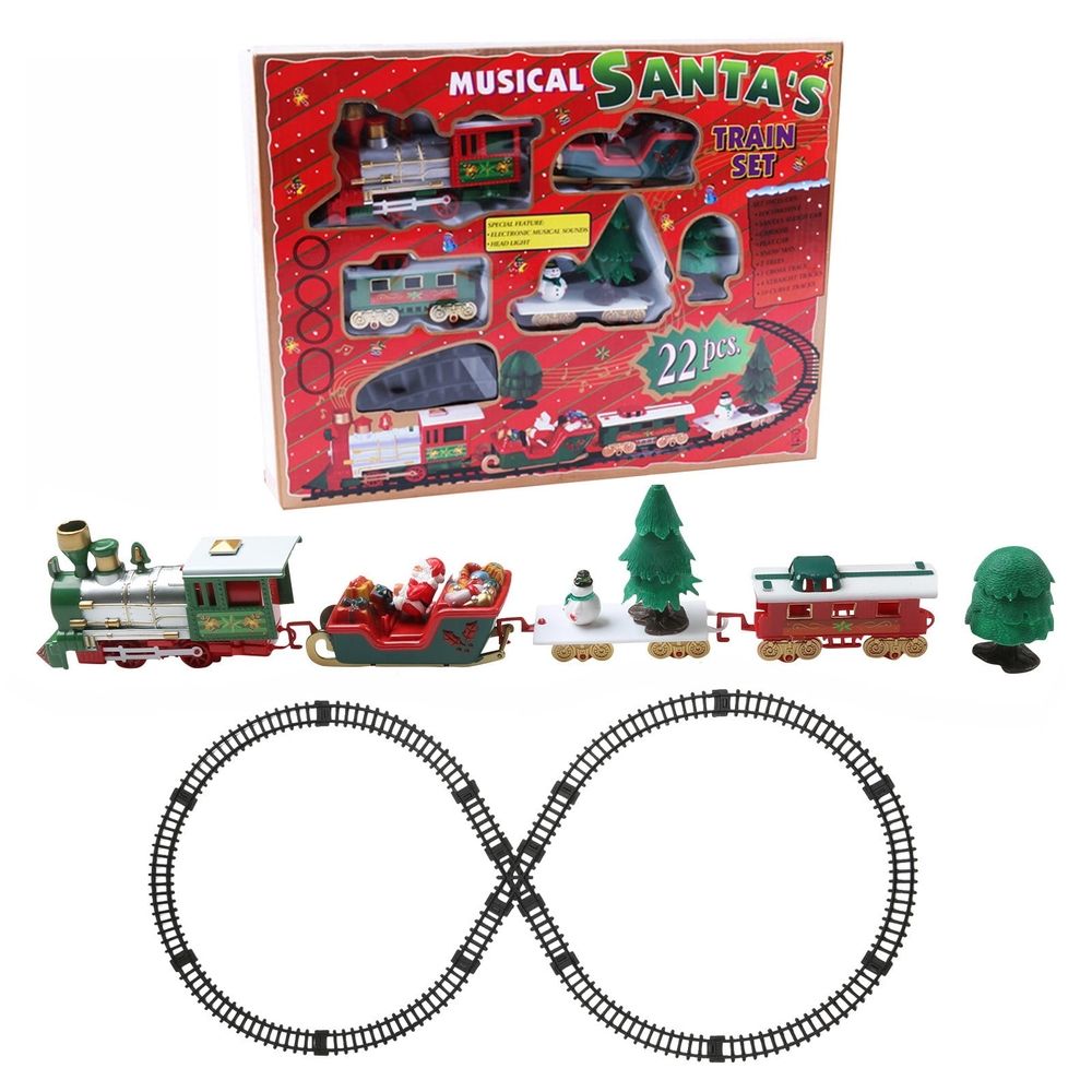 Train Set - Christmas Trains Toys, Battery-Powered Railway Tracks Engine with Sound and Lights Cars Tracks, Toy Train Sets for Boys Age 2 3 4 5 6