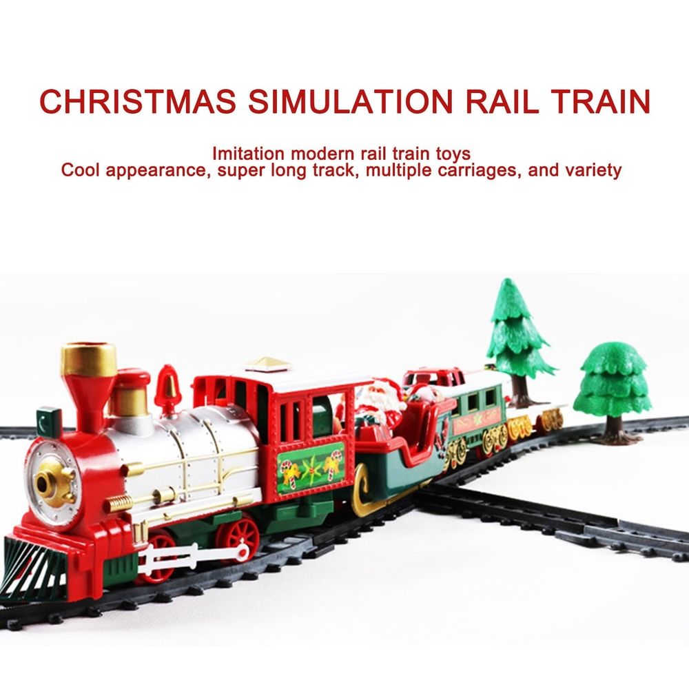 Train Set - Christmas Trains Toys, Battery-Powered Railway Tracks Engine with Sound and Lights Cars Tracks, Toy Train Sets for Boys Age 2 3 4 5 6