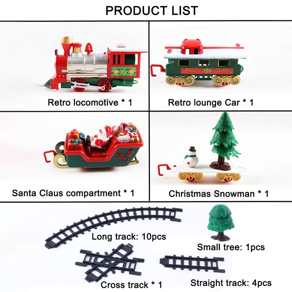 Train Set - Christmas Trains Toys, Battery-Powered Railway Tracks Engine with Sound and Lights Cars Tracks, Toy Train Sets for Boys Age 2 3 4 5 6
