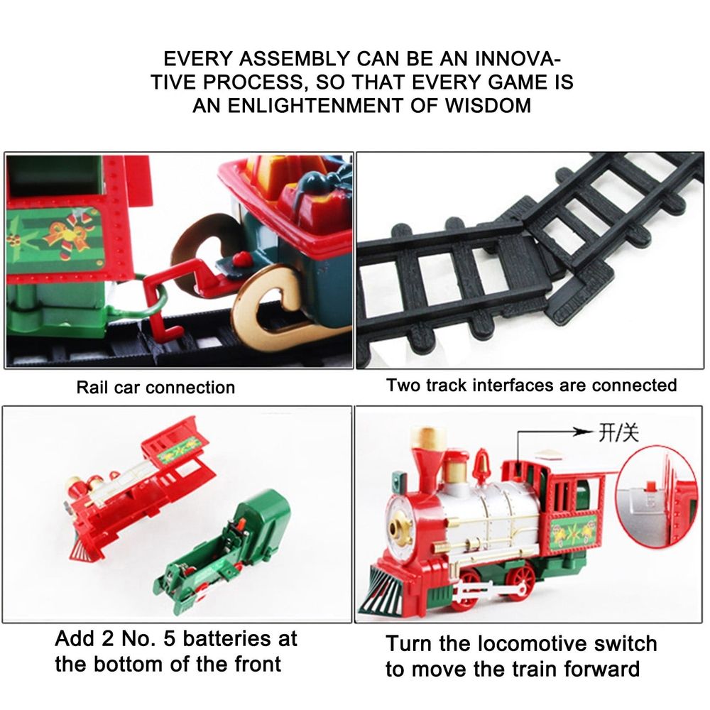 Train Set - Christmas Trains Toys, Battery-Powered Railway Tracks Engine with Sound and Lights Cars Tracks, Toy Train Sets for Boys Age 2 3 4 5 6