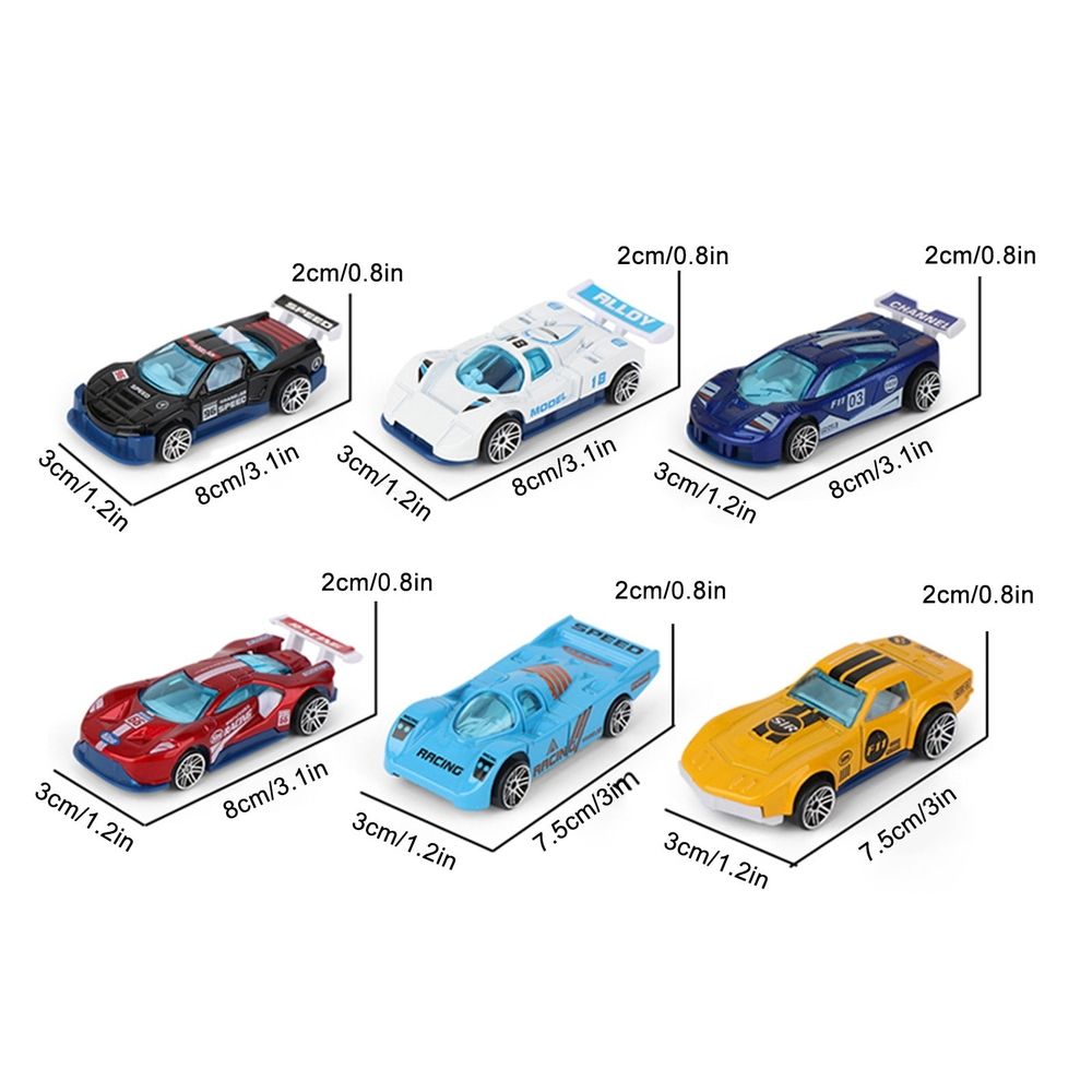 6PCS Pull Back Toy Car Alloy Race Car Scale Model Children's Inertial Car 1:64 Diecast Toy Vehicles Mini Vehicles Toys for Kids Christmas Birthday Gift